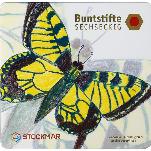 Kleurpotloden in blikken doos, set van 12+1 zeskantige potloden - Waldorf Winkel